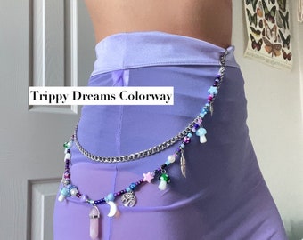 Trippy Dreams Drop Chain, chain and bead belt, festival fashion
