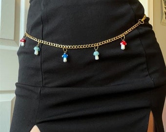 Mushroom chain belt, rave fashion