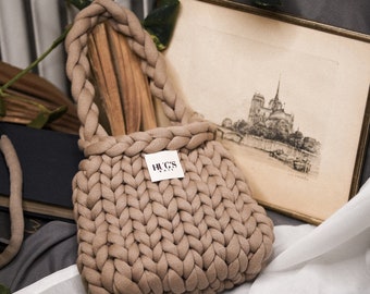 BAG. giant knitting bag.Cotton Wool Chunky Bag, Crochet Bag, Handmade Giant Knitted Bag, Handmade Hand Knitted Bag.