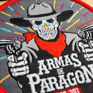 Paragon Arms / Armas De Paragon - Embroidered and Woven Velcro Patch Sugar Skull Cowboy Hook & Loop