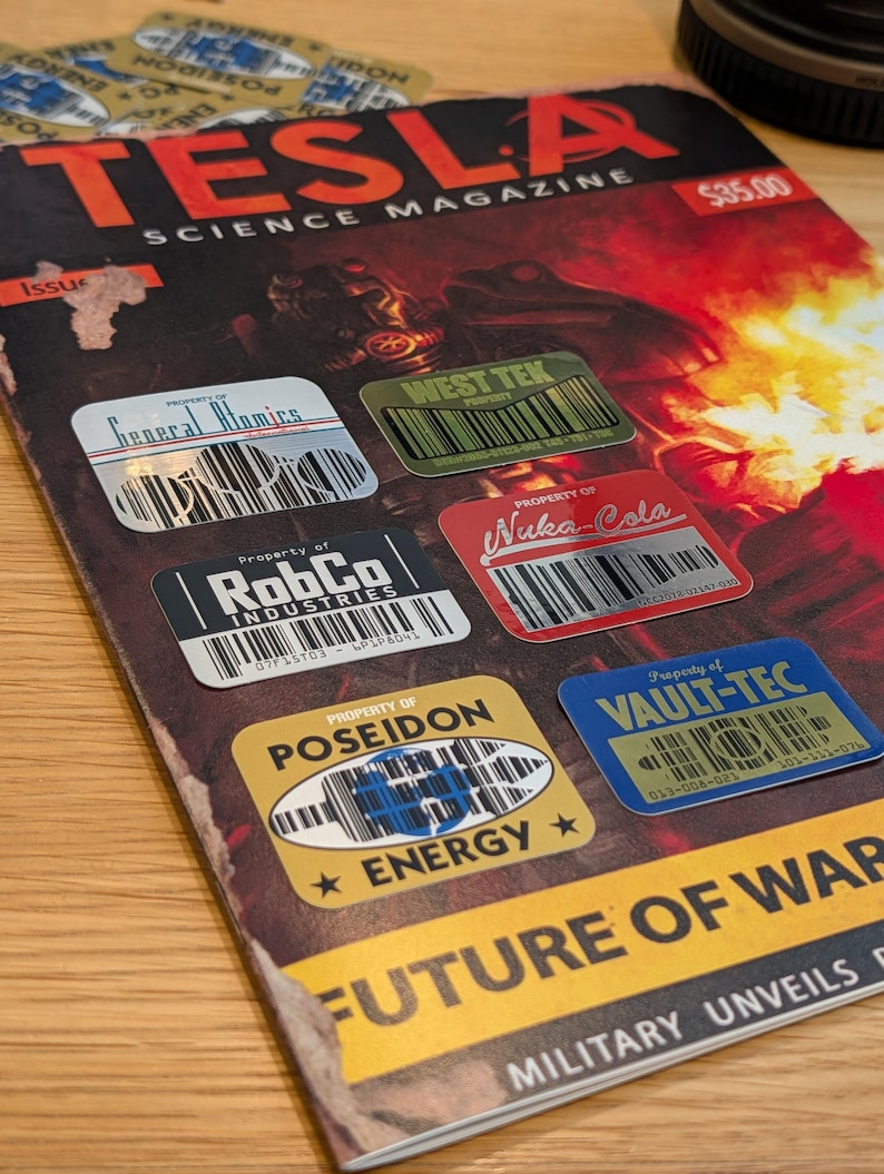 Fallout Asset Tag Stickers Metal Barcode Decals - Complete Corporate ...