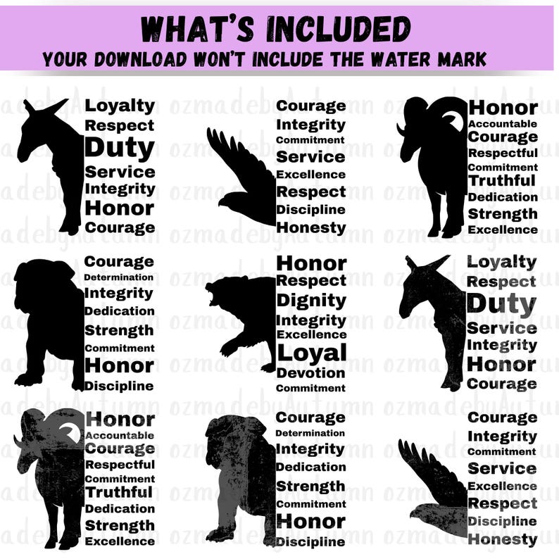 Military Mascot Values PNG Clipart Bundle | Armed Forces Sublimation ...