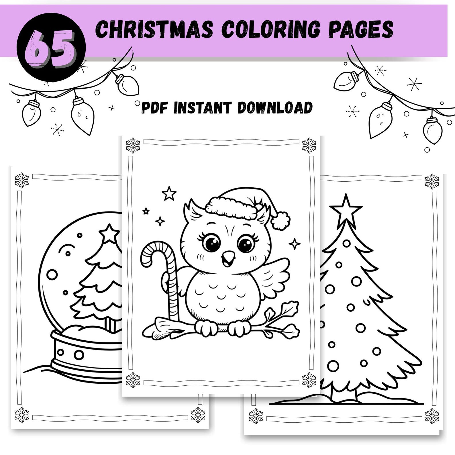 65 Christmas Coloring Pages for Kids Printable Holiday Activity Pack ...