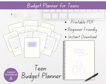 Teen Budget Planner Printable | Purple Money Planner for Teens | Simple Monthly Budget & Savings Tracker | PDF