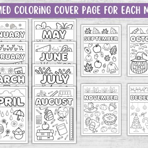 12 month Undated Coloring Book Planner. Monthly and Weekly printable Planner PDF Download. US Letter & A4 Sizes. image 4