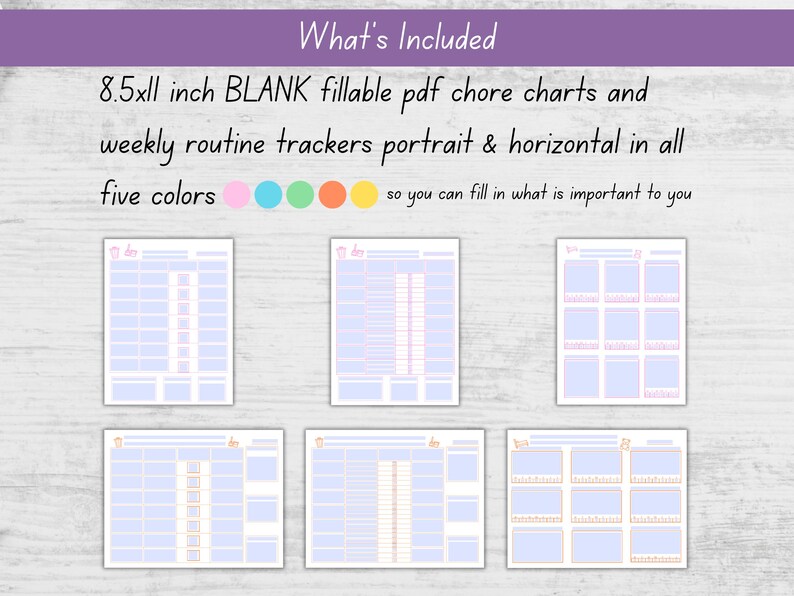 Kids Chore Chart and Weekly Routine Tracker Bundle. Printable and ...