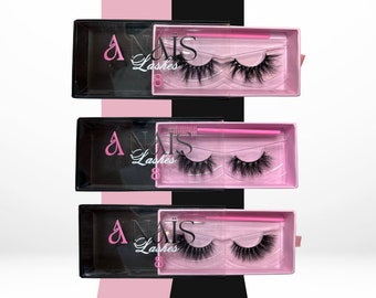 3D False Eyelashes Black & Pink Box | Strip Set | Perfect gift idea