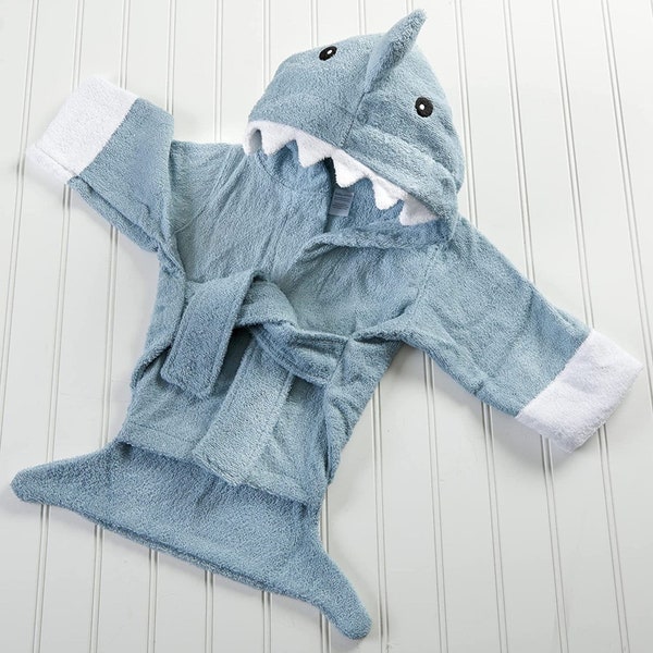 Cute Blue Shark Soft Fluffy Plush Baby Bathrobe / Baby Costume 0-9 Months