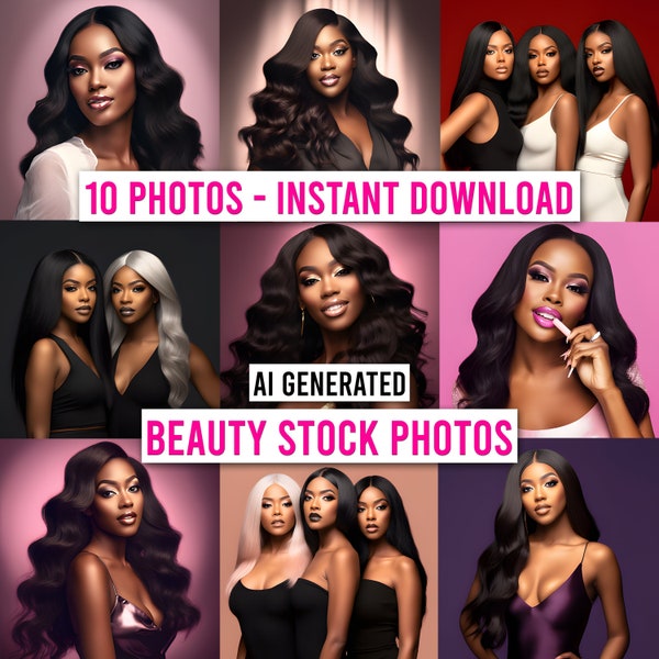 Beauty Stock Photos, Hair Stock Photos, Nail, Hair Extensions, Lash, Makeup Stock Photos, Fashion Model, Stock Photo Bundle, Wig Stock Photo