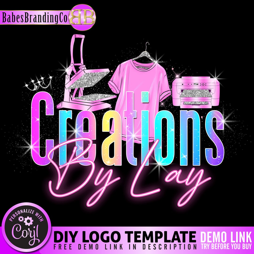 Heat Press Logo, Tshirt Designer Logo, DIY Cricut Logo, Crafting Logo, Custom Printing Logo