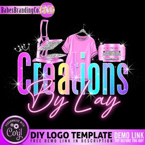 Heat Press Logo, T-shirt Designer Logo, DIY Cricut Logo, Crafting Logo, Custom Printing Logo, DIY Logo Design Template, Business Logo
