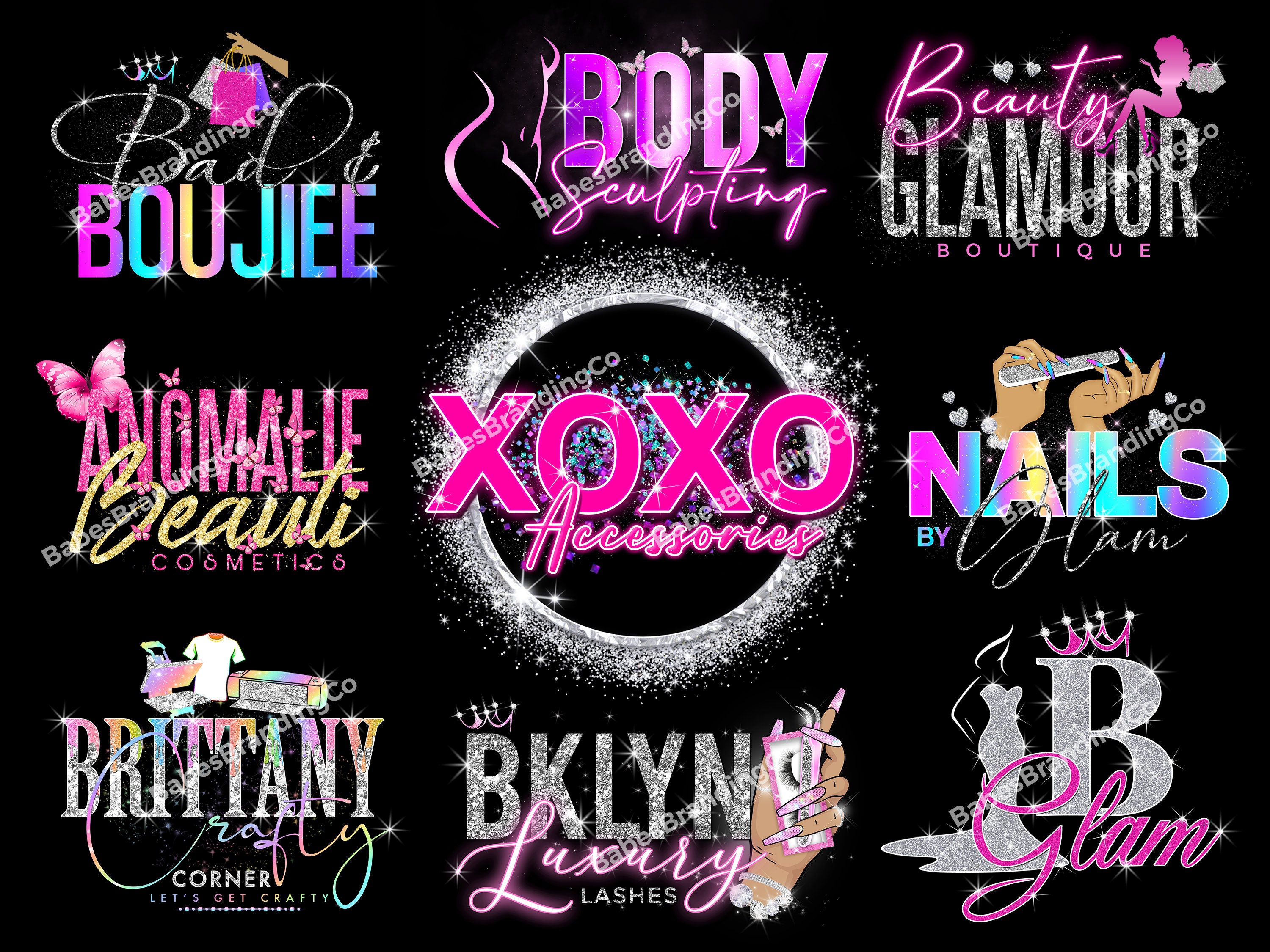Individuelles Logo, Logo-Design, Beauty Logo, Glitter Logo, Business Logo, Feminines Logo, Kosmetik Logo, Makeup Logo, Nails Logo, Glam Logo,