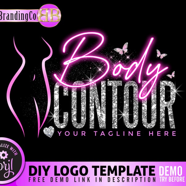 Body Contour Logo, DIY Body Sculpting Logo, Body Contouring Logo, Logo Design Template, Premade Business Logo, Beauty logo, Glitter logo