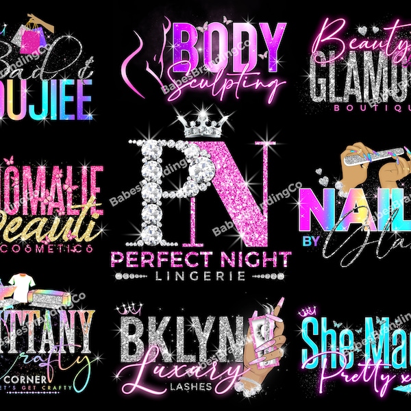 Logo-Design, individuelles Logo, feminines Logo, Boutique-Logo, Haar-Logo, Glitzer-Logo, Nägel-Logo, Beauty-Logo, Make-up-Logo, Geschäftslogo, Luxus