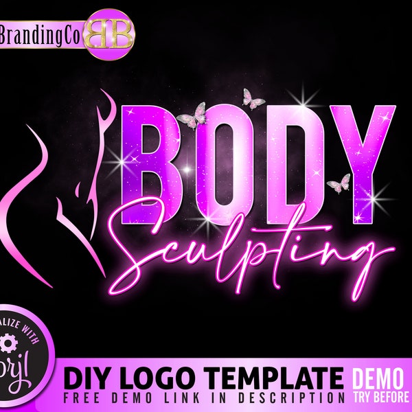 Body Contour Logo, DIY Logo Design Template, DIY Body Sculpting Logo, Body Contouring Logo, Premade Beauty Logo, Spa Logo, Body Massage Logo