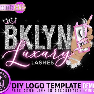 Lash Logo, Eyelash Logo Design, Eyelash Logo, Premade Logo, Glitter Logo, Lash Technician Logo, Salon Logo, Beauty Logo, Logo Template