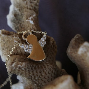 Angel 14 K Yellow Gold Necklace, Angel Pendants, Religious Pendant, 14K Yellow Gold Pendant Necklace