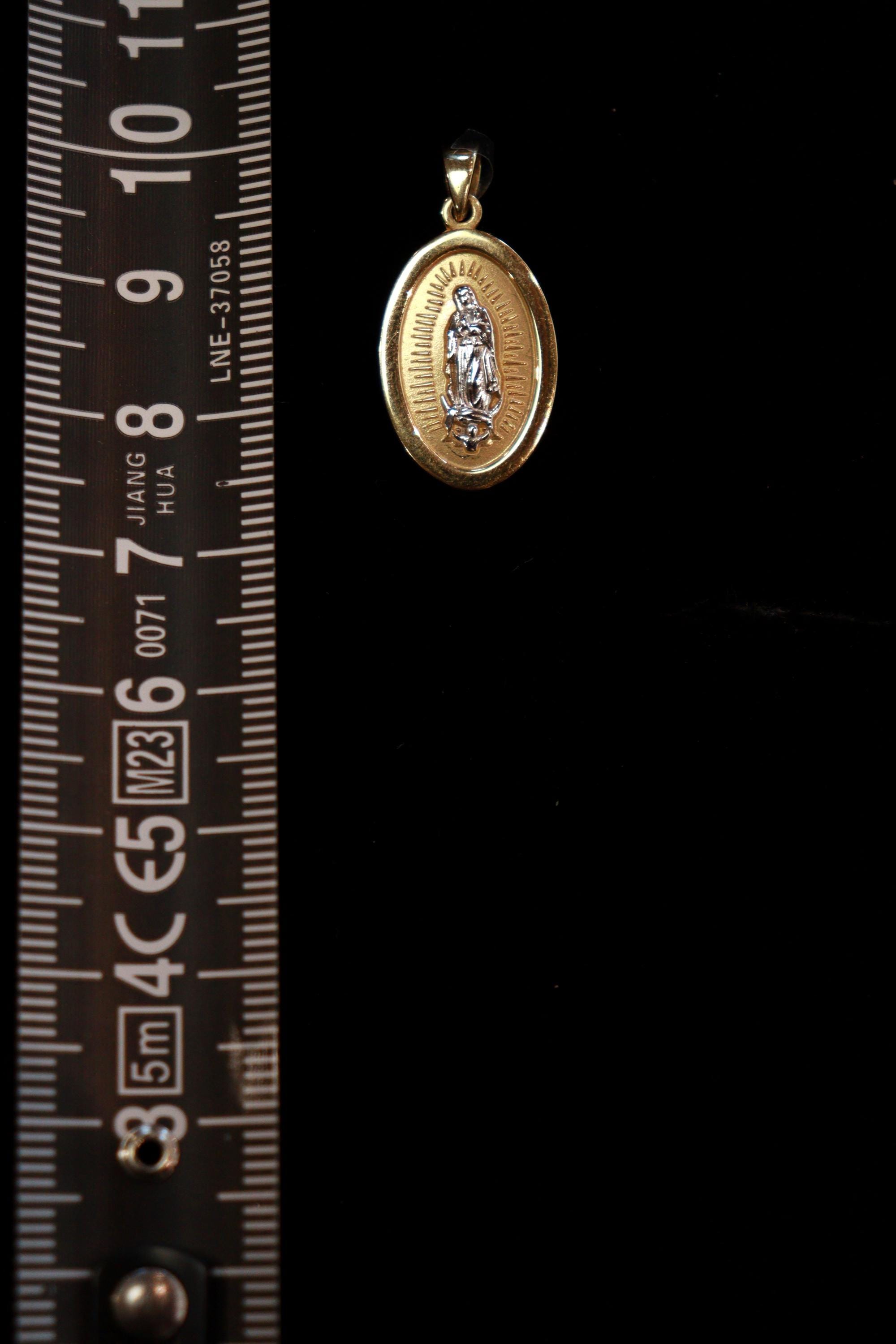Elegant Oval 14K Yellow Gold Miraculous Medal Pendant of Virgin Mary - Etsy