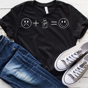 Snowman Loving Frowny to Smiley Face Shirt, Comfy with Simplistic Design for Winter Fanatics, Simple Gift, Smiley Face, Men or Women
