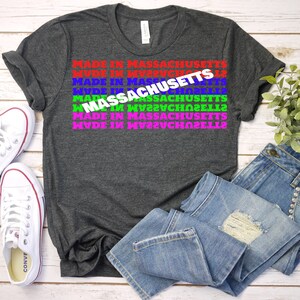 Massachusetts Multicolor Shirt, TShirt, Massachusetts Unisex T-Shirt, Massachusetts Men Womens Tee, Massachusetts State T Shirt, Funny Shirt