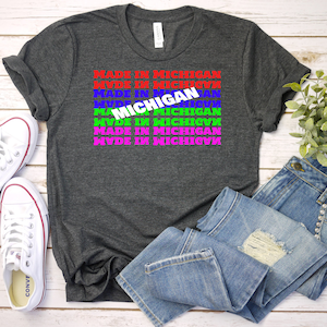 Michigan Multicolor Shirt, TShirt, Michigan Unisex T-Shirt, Michigan Men Womens Tee, Michigan State T Shirt, Fun
