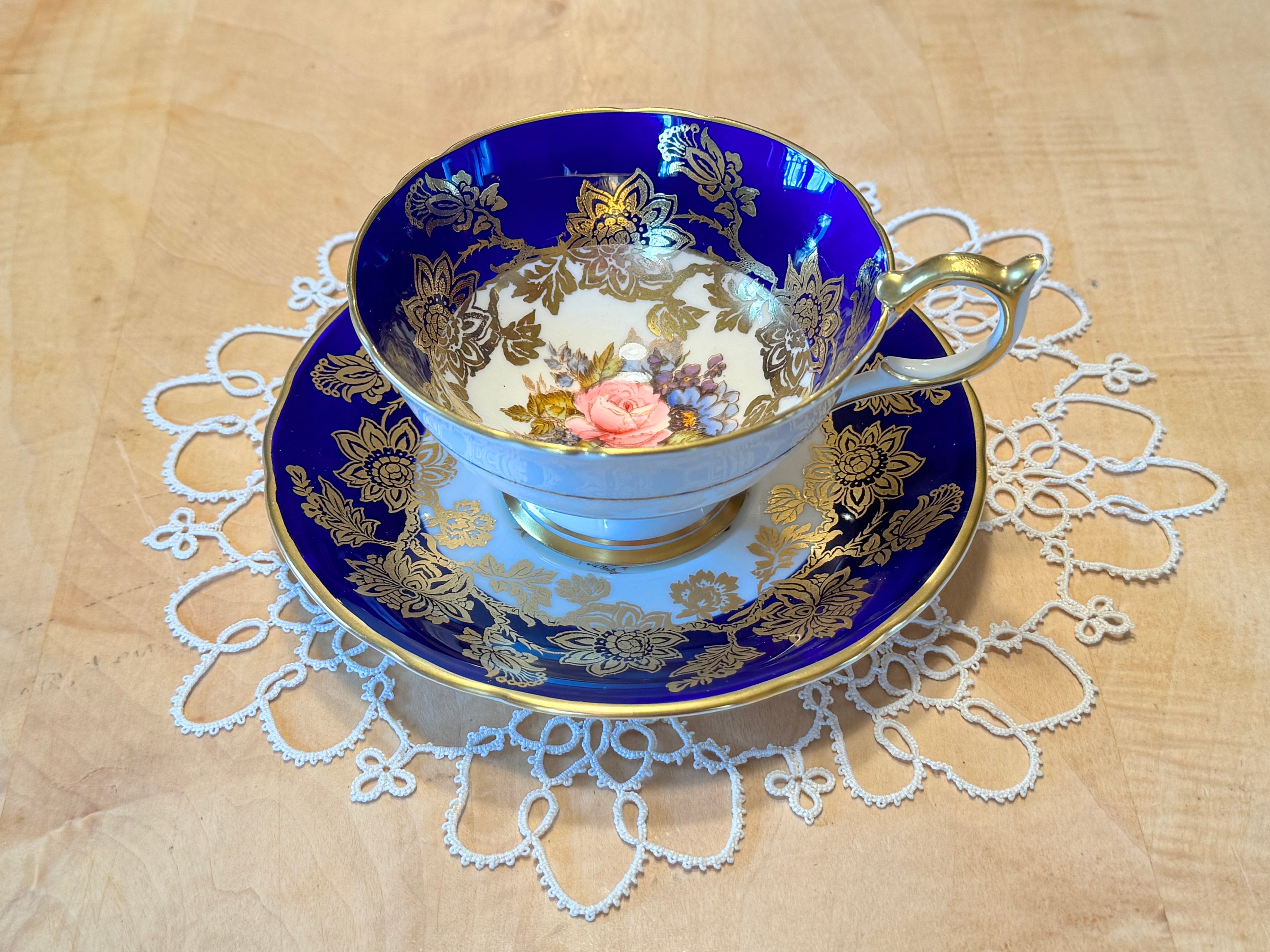 Aynsley China - サミュエルラドフォード　ブルーとフラワーブーケ　アンティークカップ　レア Aynsley Blue Rose - Etsy