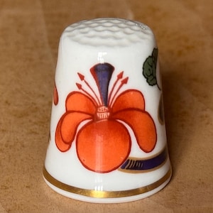 Royal Worcester Hibiscus Flower Thimble