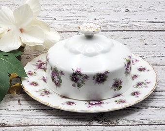 Royal Albert "Sweet Violets" English Bone China Covered Butter Dish