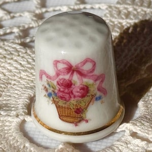 Flower Basket Thimble Limoges France Thimble