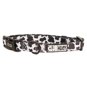 Cow Print TV Colors Adjustable Dog Collar - Retro Cartoons 90s 80s Cute Frenchie French Bulldog Lover Mom Dad Puppy Harness Leash Walk Gear