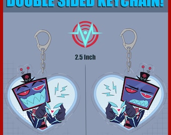 Hazbin Hotel Double Sided Vox Heart Keychain