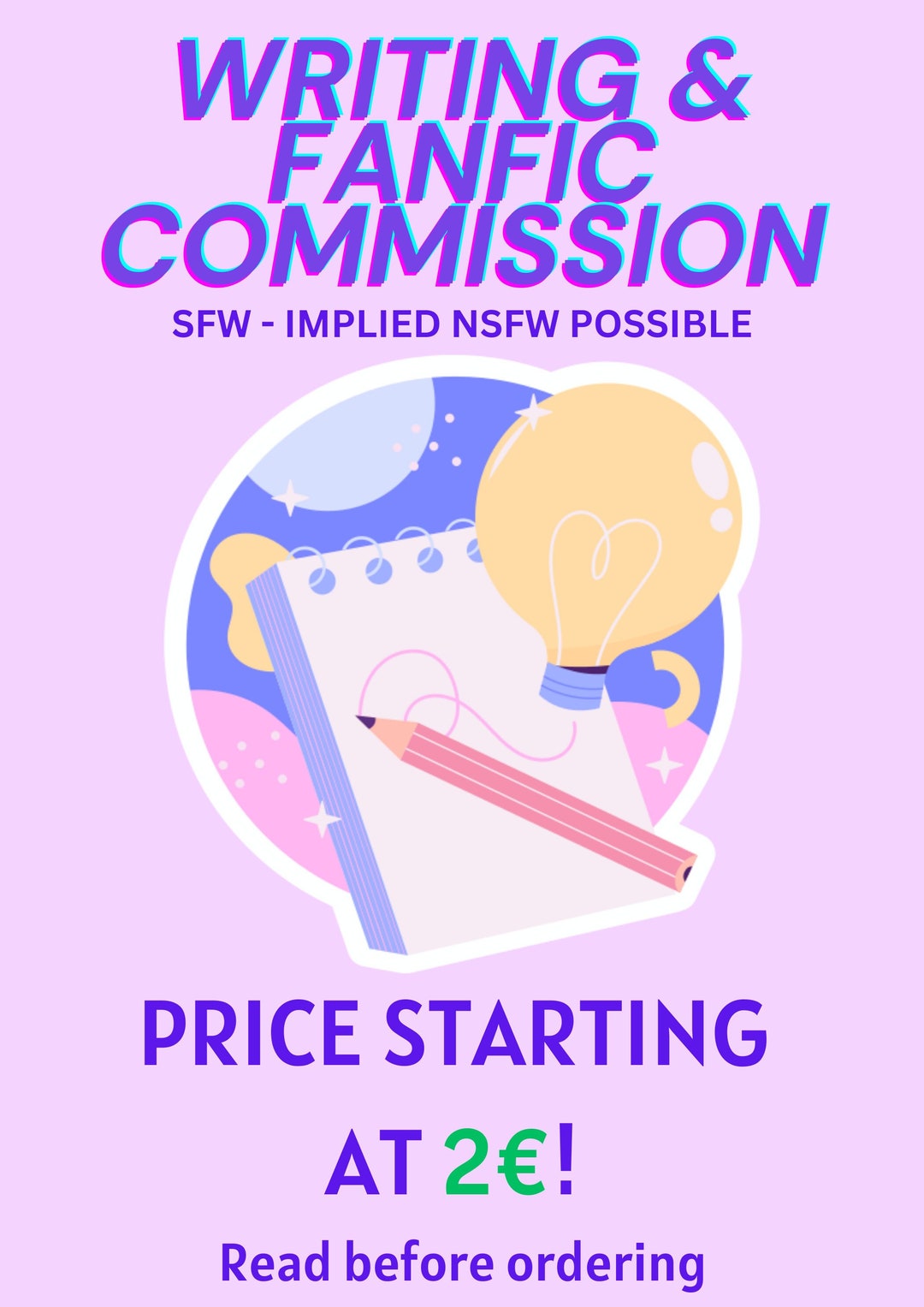 Writing Fanfiction Commission Etsy