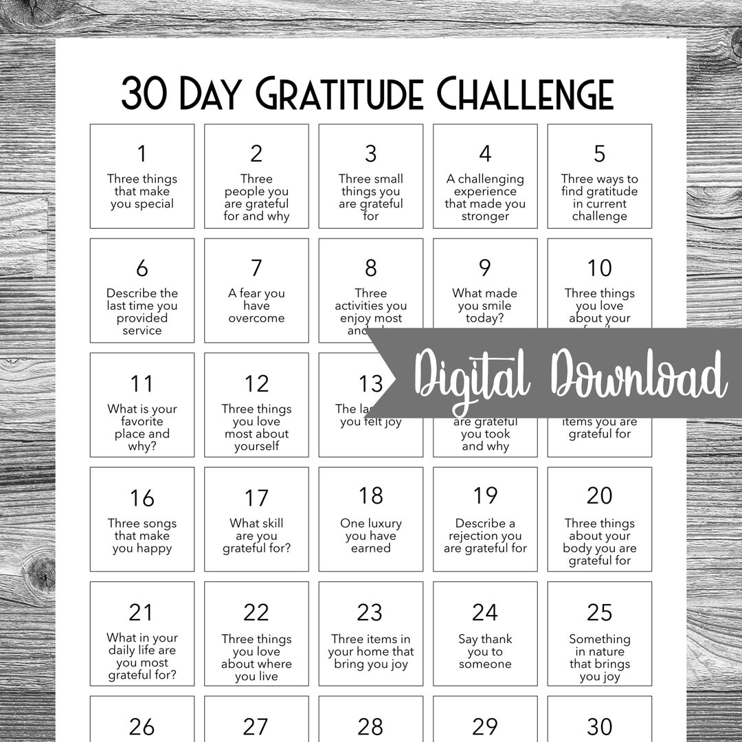 30 Day Gratitude Challenge Etsy