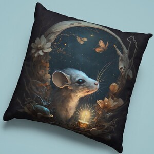 Fodera per cuscino Mouse Goblincore / Fodera per cuscino con stampa scura / Federa per cuscino quadrata / 3 misure: 14x14, 16x16, 18 x 18 pollici