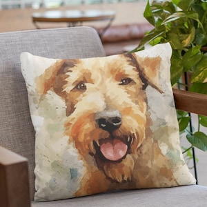 Funda de almohada decorativa de Airedale Terrier / Divertida funda de almohada decorativa para el hogar / Funda de almohada cuadrada / 4 tamaños: 14x14, 16x16, 18x18, 20x20