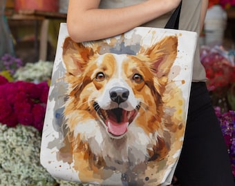 Welsh Corgi Tote Bag | Three Different Sizes | Reusable Shopping Bags | Travel Totes | Beach Bag | Book Bag | Teacher Bag