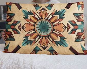 Rustic Southwest Bed Pillow Sham | Boho Bedroom Decor | Standard and King Size Microfiber Pillow Cover | 26 x 20 and 36 x 20 Inch