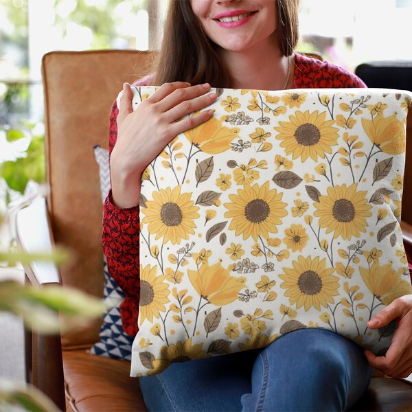 Sunflower Pillow Cover Etsy