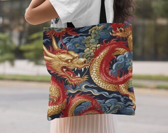 Royal Dragon Tote Bag | Three Different Sizes | Reusable Shopping Bags | Travel Totes | Beach Bag | Book Bag