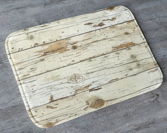 Whitewash Wood Memory Foam Mat | Rustic Grain Microfiber Bath Mat for Bathroom Decorating | Traditional Floor Mat | Bathroom Refresh Gifts