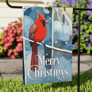 Bandeira de jardim com cardeal de Natal | Bandeira de inverno com cardeal vermelho | Linda bandeira de jardim | Bandeira de boas-vindas | Bandeira de gramado | Bandeira de quintal | 30,5 cm x 45,5 cm