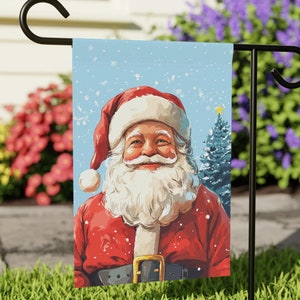 Happy Santa Claus Garden Flag | Merry Christmas Welcome Flag | Holiday Season Garden Flag | Welcome Flag | Lawn Flag | Yard Flag | 12&quot; x 18&quot;