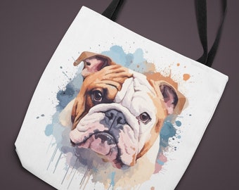 English Bulldog Tote Bag | Three Different Sizes | Reusable Shopping Bags | Dog Travel Totes | Beach Bag | Pet Bag
