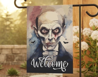 Vampire Welcome Flag | Happy Halloween Garden Flag | Spooky