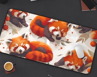 Lazy Red Panda-bureaumat | Bureaumat met schattige dieren | Grote esthetische muismat | Leuke computermat | Bureaudecoratie | Duurzaam bureauaccessoire