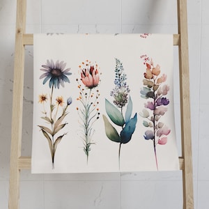 Aquarell Blumen Handtuch - Weiche Polyester und Baumwollmischung, Küchen- und Badezimmertuch, Wohnkultur Geschenk, 28 × 16 Zoll