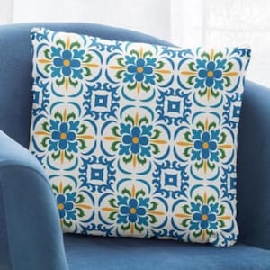 Spanish Tile Pattern Throw Pillow Cover | Fun Traditional Decor Pillow Cover | New Square Pillow Case | 4 Sizes: 14x14, 16x16, 18x18, 20x20