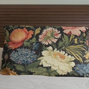 Victorian Floral Bed Pillow Sham | Vintage Style Bedroom Decor | Standard and King Size Microfiber Pillow Cover | 26 x 20 and 36 x 20 Inch