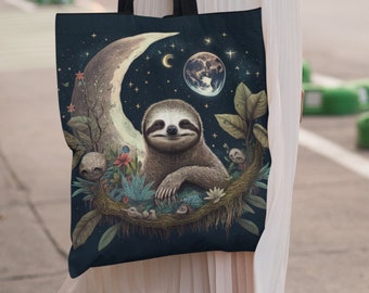 Space Sloth Goblincore Tote Bag | Three Different Sizes | Reusable Shopping Bags | Travel Totes | Beach Bag | Book Bag