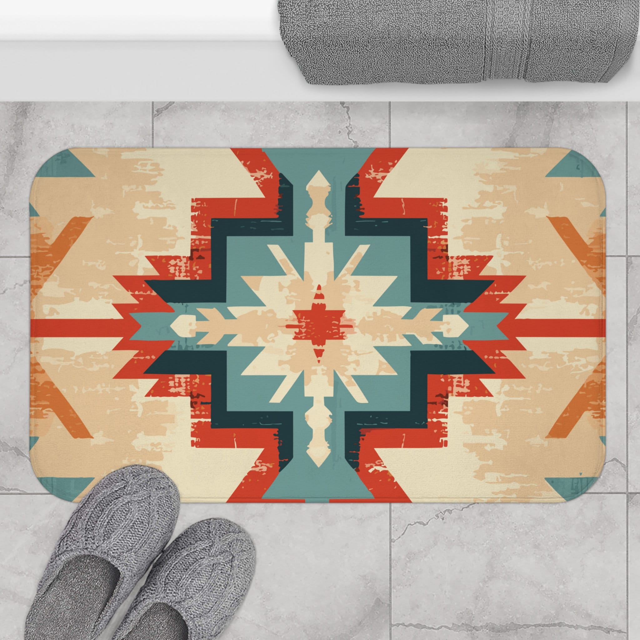 Rustic Aztec Style Memory Foam | Microfiber Bath Mat for Bathroom ...